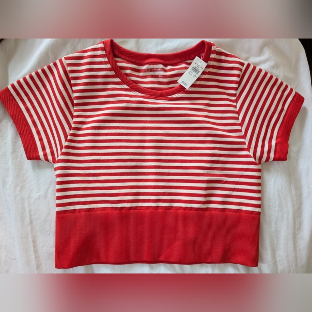 Offline By Aerie Striped Crop Top Size M